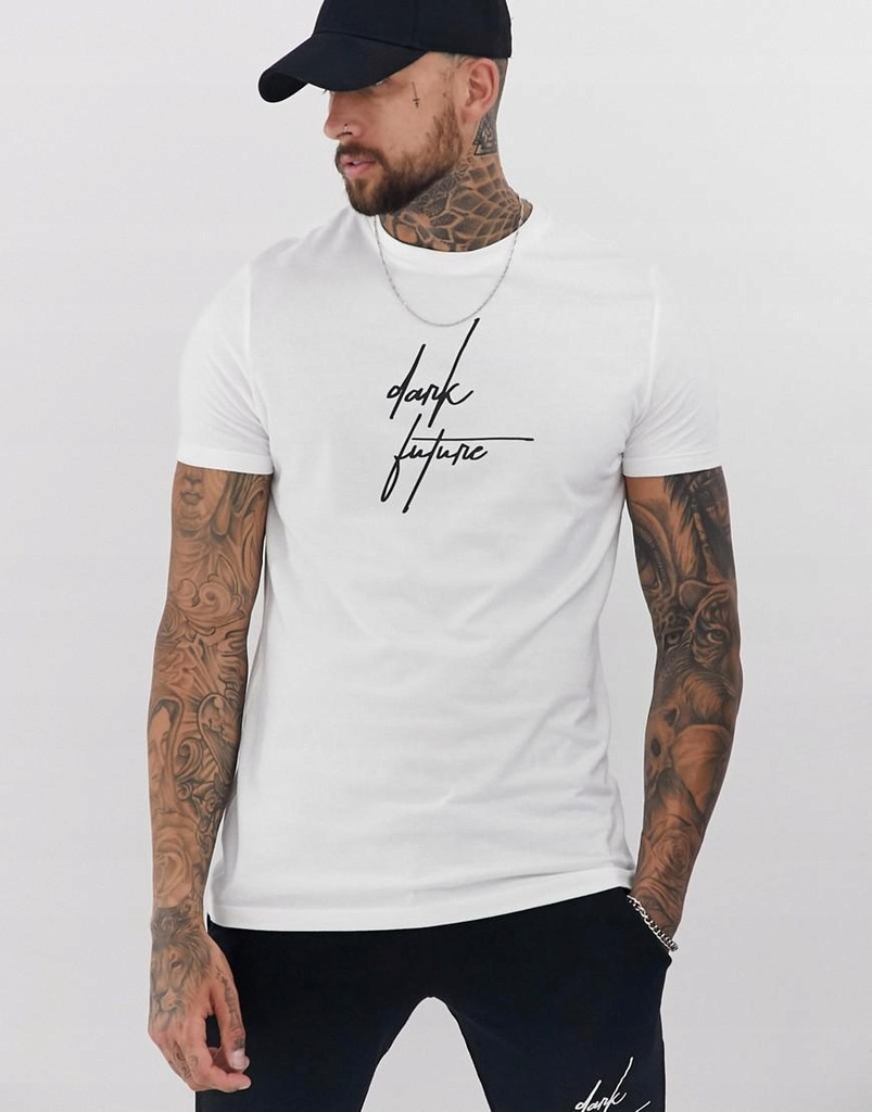 ASOS__XDI BIAŁY KLASYCZNY T-SHIRT Z NAPISEM__XS