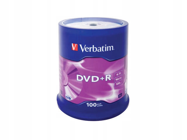 DVD+R Verbatim 4.7GB X16 Matt Silver (CAKE 100)