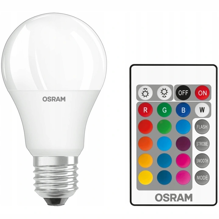Купить Светодиодная лампа Osram A60 E27 RGBW 9 Вт=60 Вт 806 лм + ДИСТАНЦИОННЫЙ: отзывы, фото, характеристики в интерне-магазине Aredi.ru