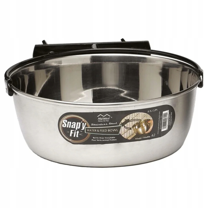 Ciotola Per Cani Midwest Snap'y Fit - Acciaio Inox Da 1,8 Litri, Si Fissa Alla Gabbia, Anti-rovescio - Foto 5