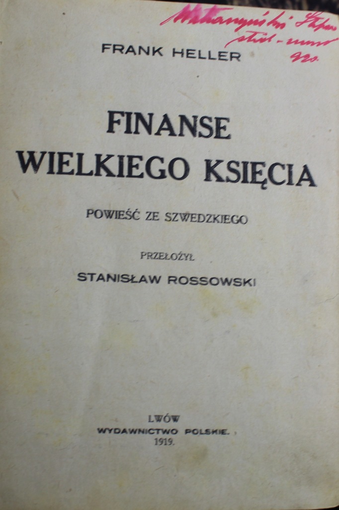 Finanse wielkiego księcia 1919 r.