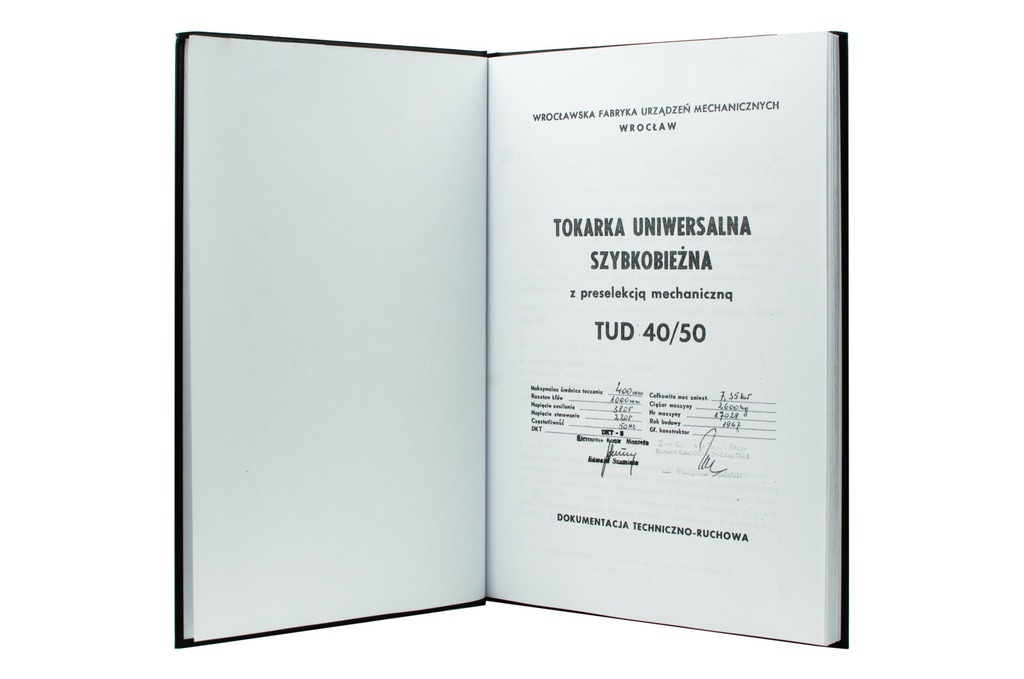 Dokumentacja techniczna DTR tokarka TUD-40 TUD-50