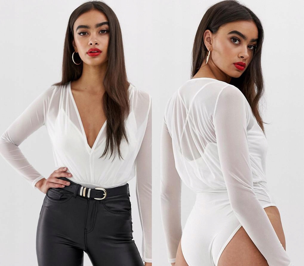 BOOHOO BIAŁE BODY SIATKA (40)