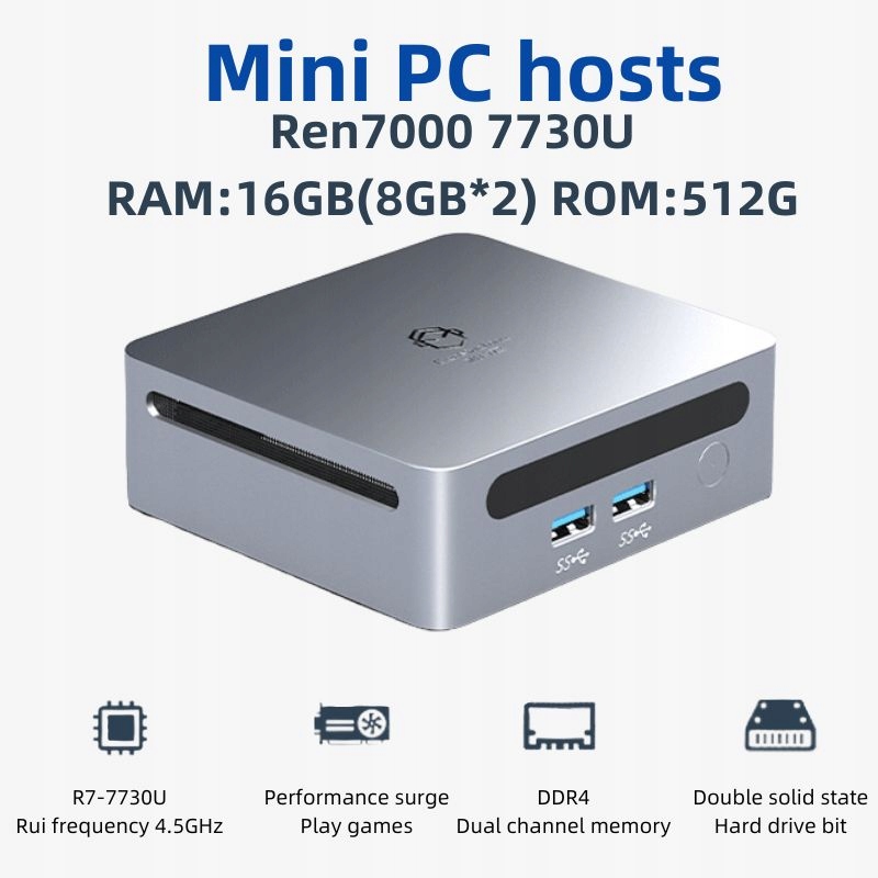 Mini PC Ren7000 7730U AMD R7-7730U+16GB(8GB*2)+512GB DDR4 WiFi6