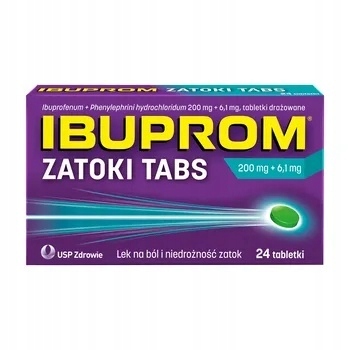 Ibuprom Zatoki Tabs, 200 mg + 6,1 mg, 24 tabletki
