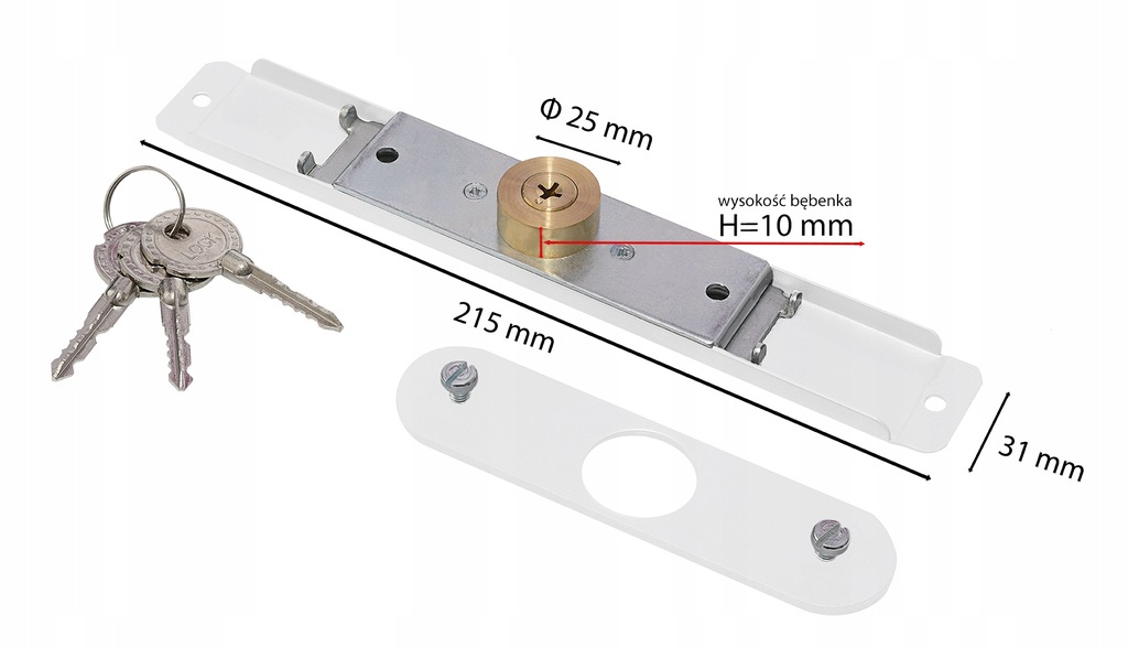 Zamek baskwilowy do rolet zewnętrznych dł.21,5cm