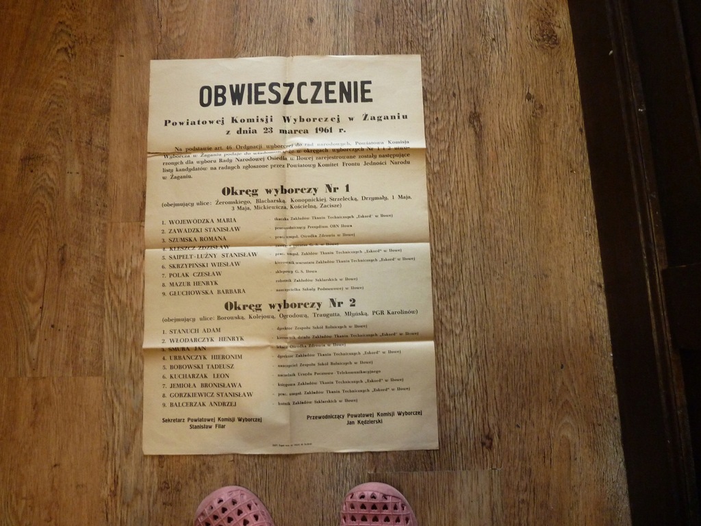 Iłowa - Żagań obwieszczenie 1961 !!!!