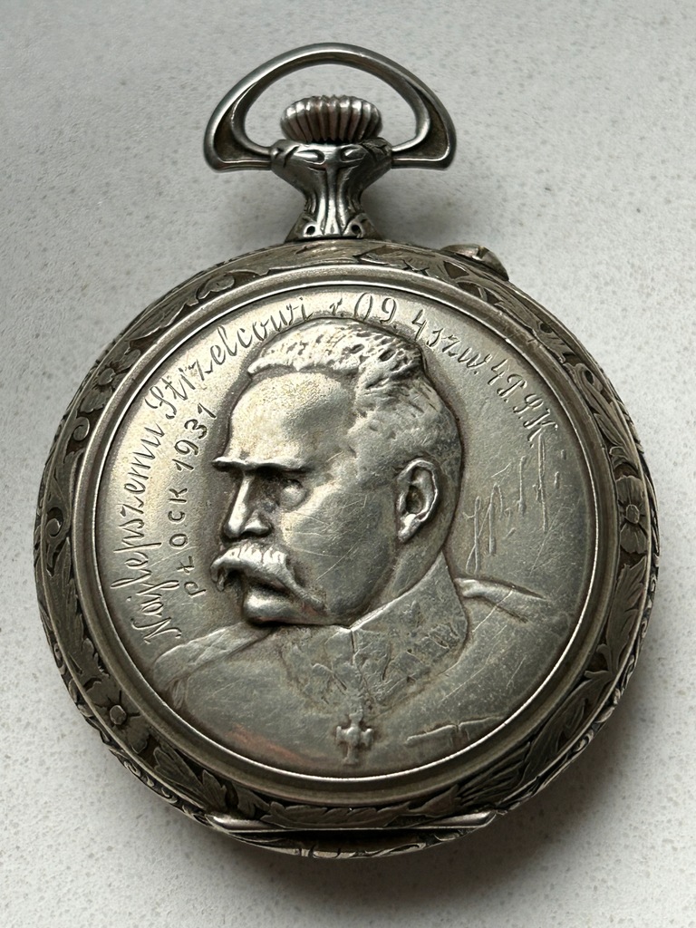 Zegarek kieszonkowy Roskopf Piłsudski Nagrodowy Wojskowy UNIKAT !!! RRR