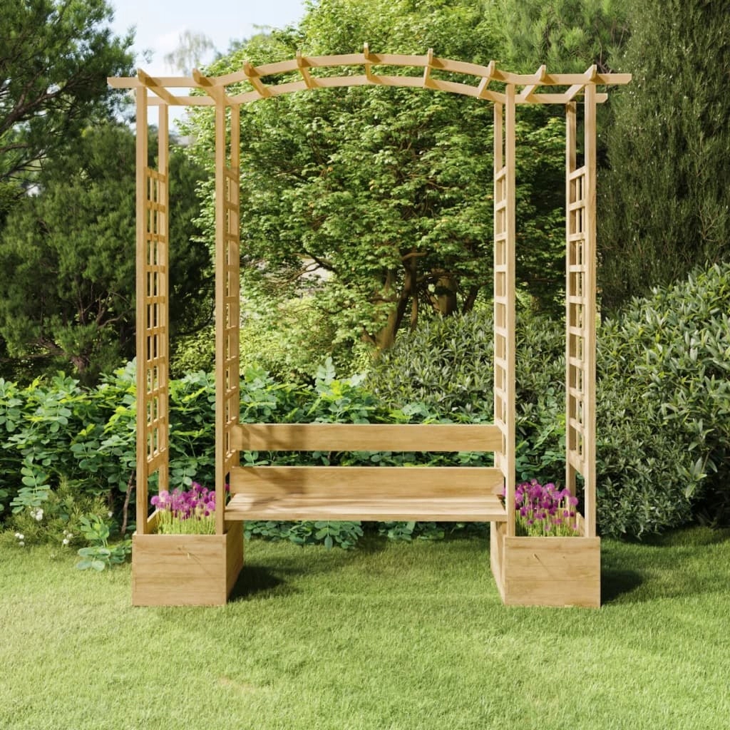 PERGOLA Z ŁAWKĄ I DONICAMI, IMPREGNOWANE DREWNO SO