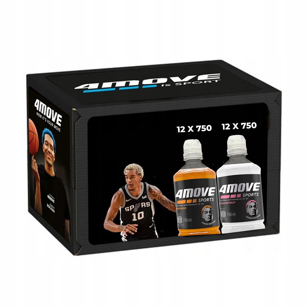 4MOVE Napój izotoczny 750ml: Pomarańcza x 12, Grejpfrut x 12