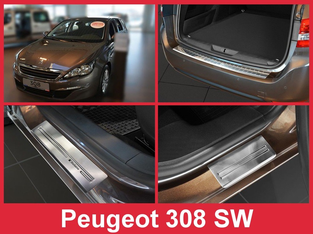 PEUGEOT 308 SW Zestaw Nakładki zderzak tył+progowe