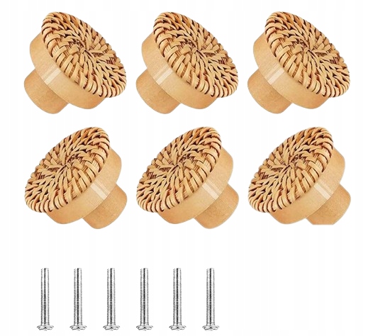 Retro rattanowe gałki do szuflady nowoczesnego Boho