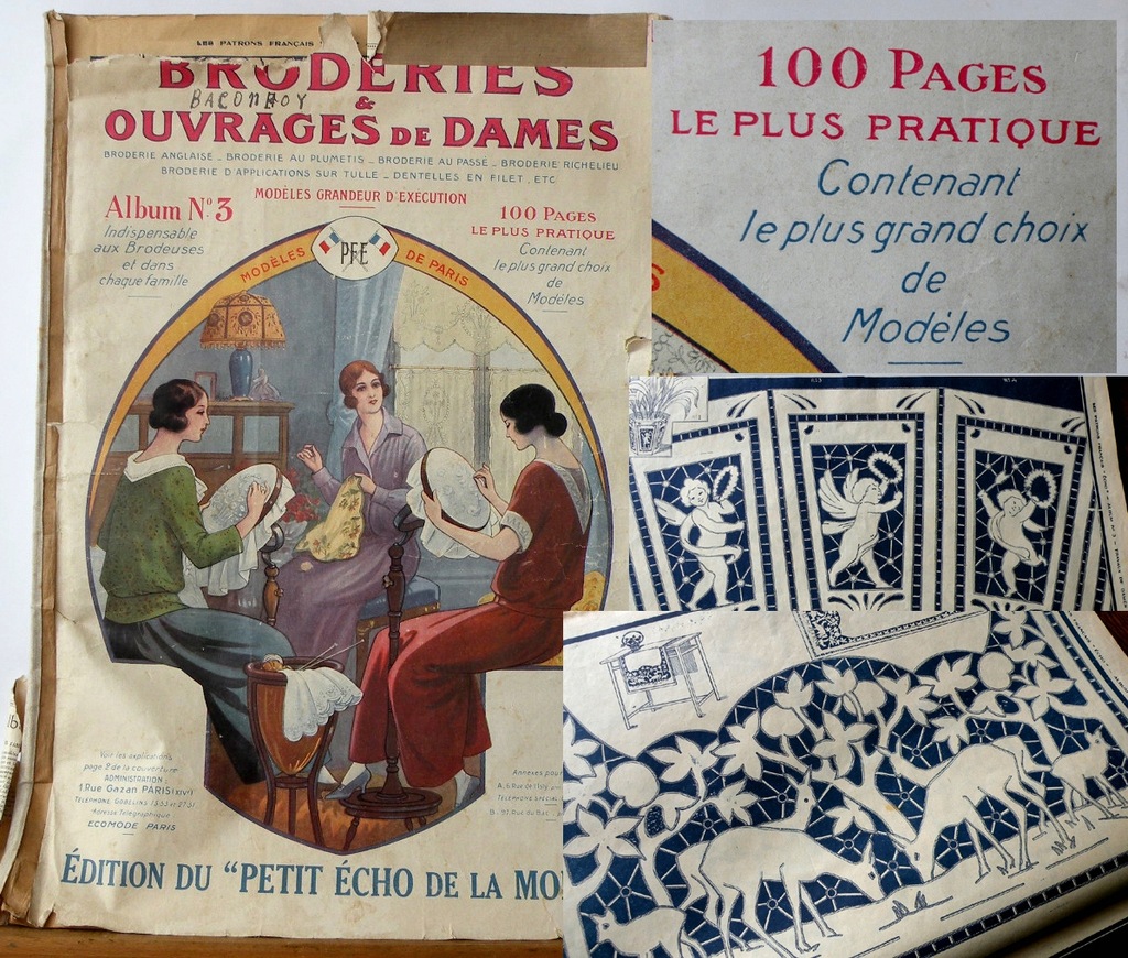 Ouvrages de dames/1900r,/wzory haftów/104 str.