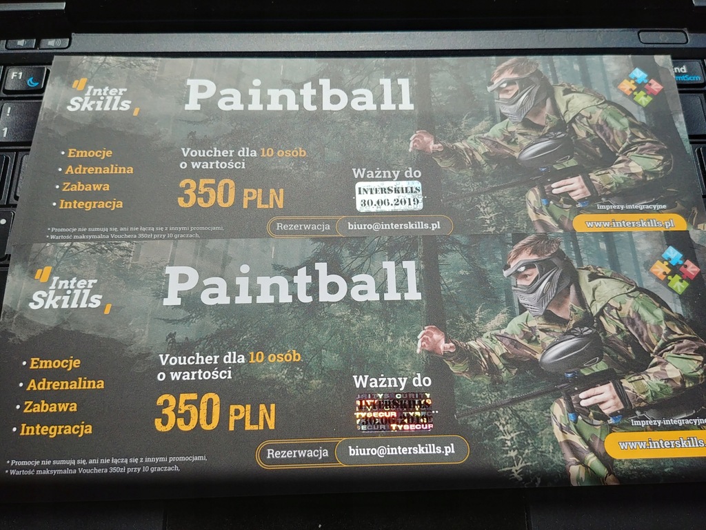 Voucher Paintball dla 10 osób o wartości 350zł 7917887235 oficjalne