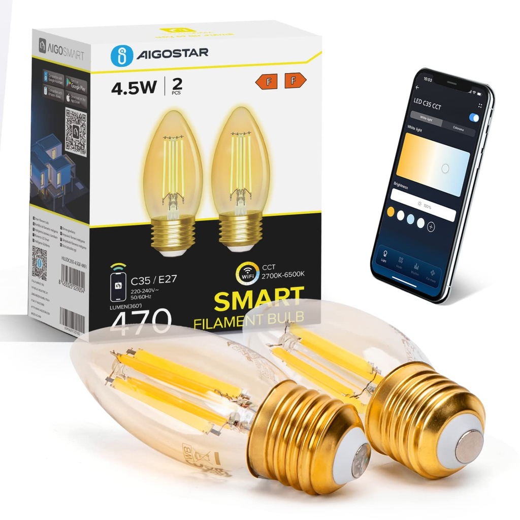 Żarówki Inteligentne LED Aigostar E27 Retro WiFi 4,5W 470lm #6242