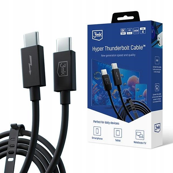 Kabel 3MK Hyper ThunderBolt USB-C/USB-C 1m 240W 5A 8K