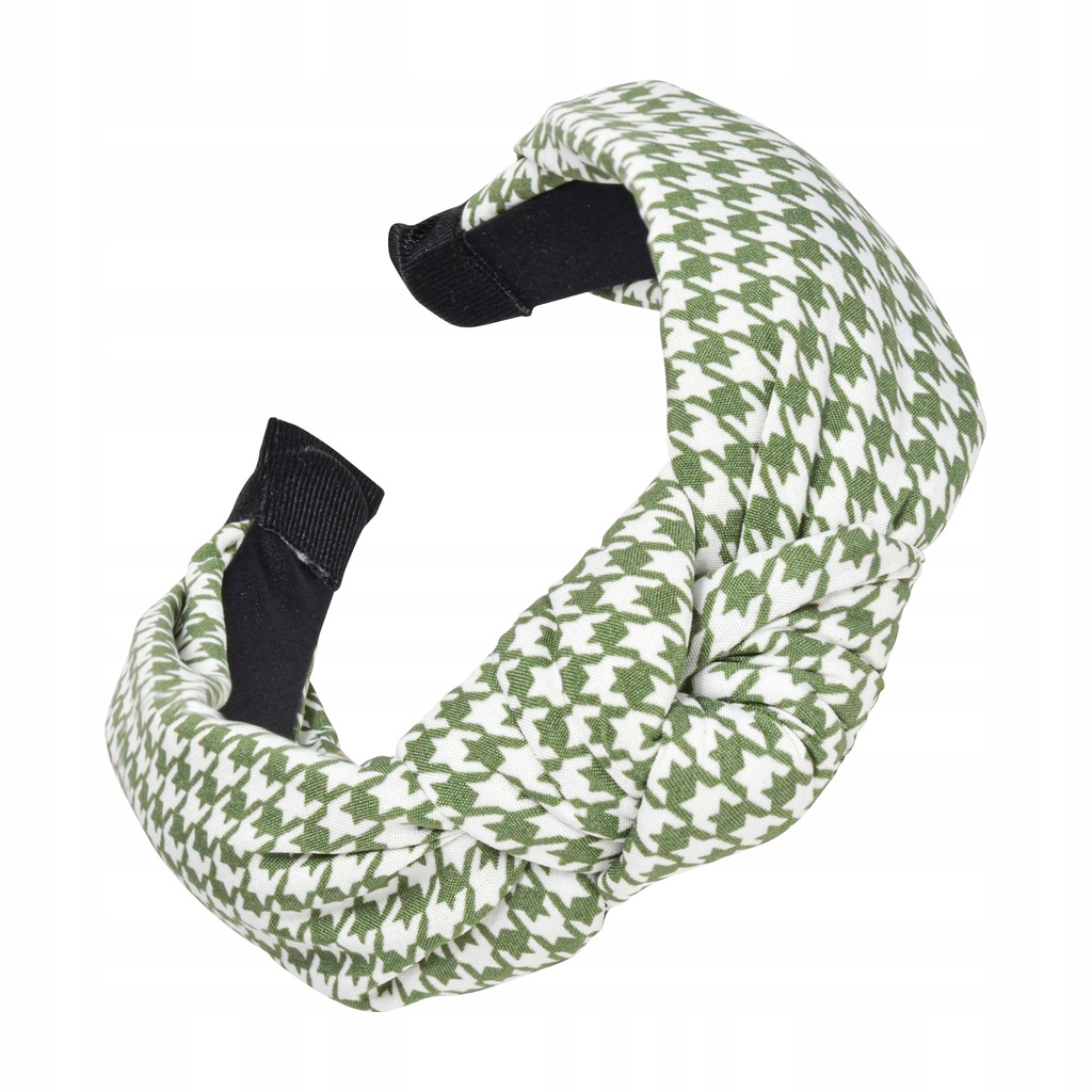 ZIELONO BIAŁA OPASKA DO WŁOSÓW W PEPITKĘ TURBAN