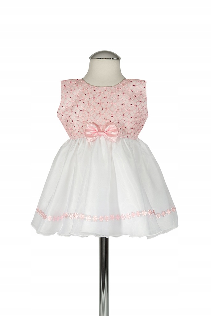 sukienka dziewczęca w kolorze biało różowym 62