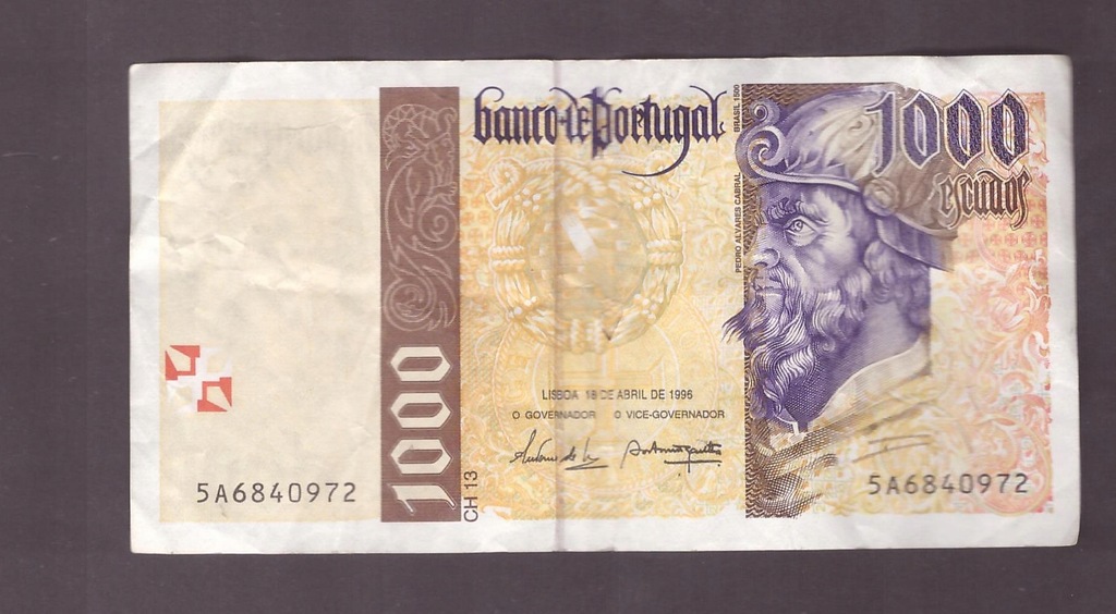 Portugalia - banknot - 1000 Escudos 1996 rok