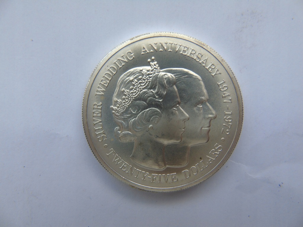 Kajmany 25 dolarów 1972 KM 9 srebro