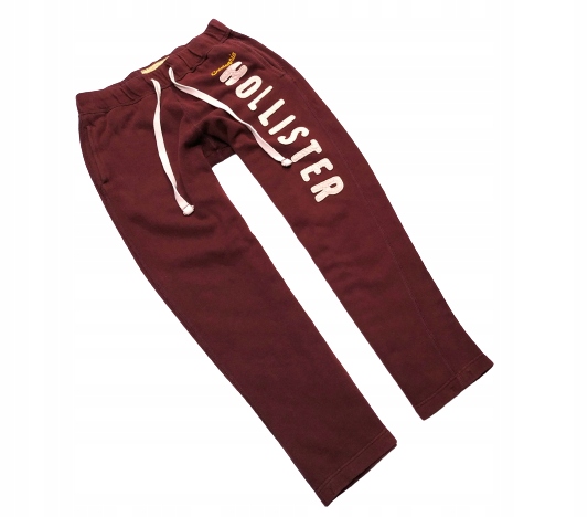 HOLLISTER Bawełniane Dresy LOGOWANE BORDO r. L