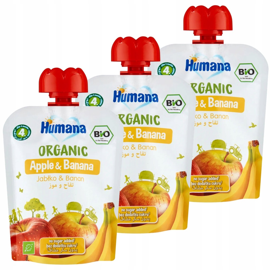 Humana Organic mus jabłko i banan po 4 miesiącu 90 g