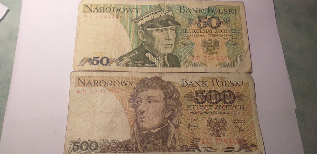 Zestaw 2 sztuk banknotów PRL