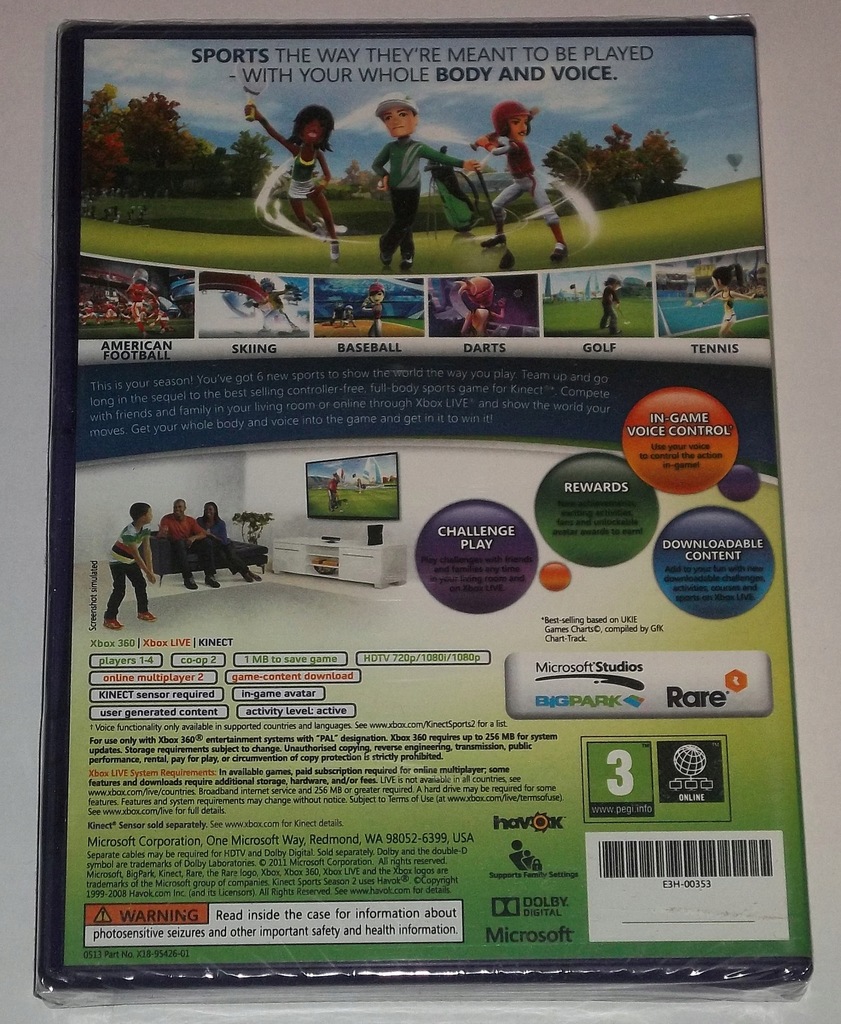 KINECT SPORTS 2 / SEZON 2 / XBOX 360 PO POLSKU 7691031116 oficjalne