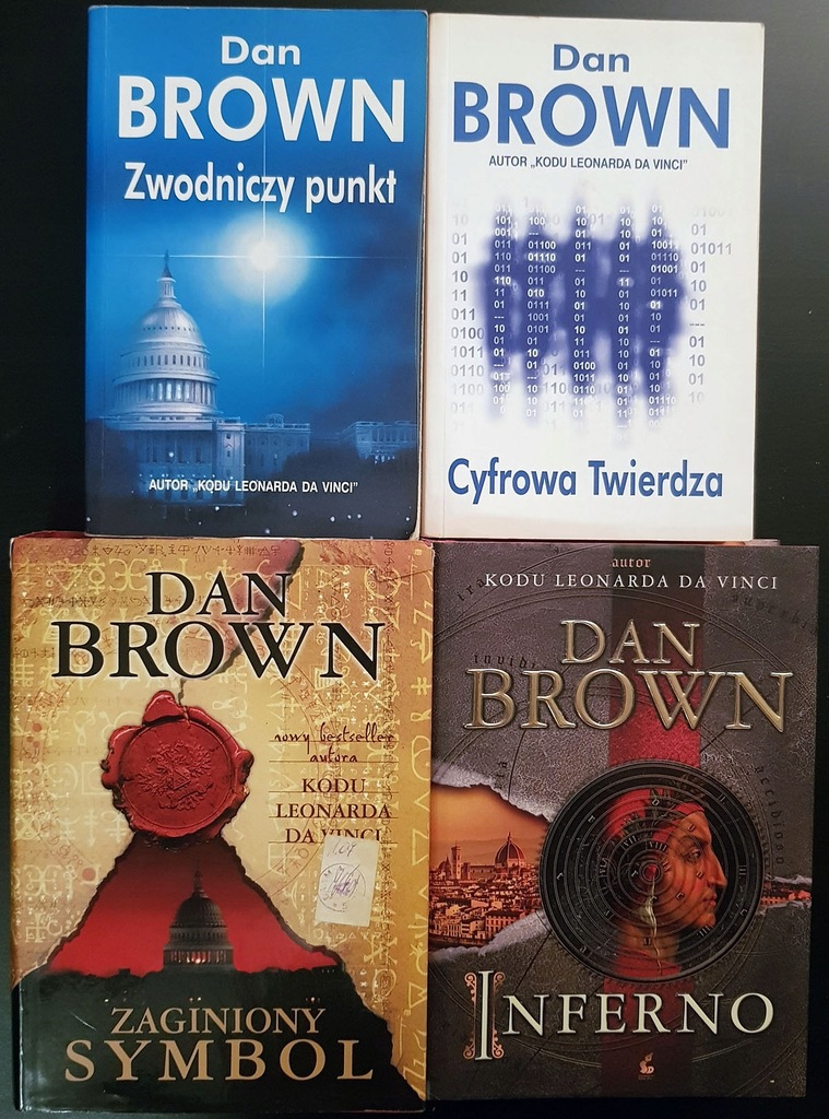 Dan Brown - 4 książki (Zaginiony Symbol, itd.) - 7493443720 - oficjalne  archiwum Allegro