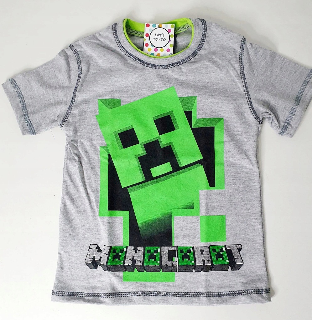 koszulka z krótkim rękawem szara Minecraft 110