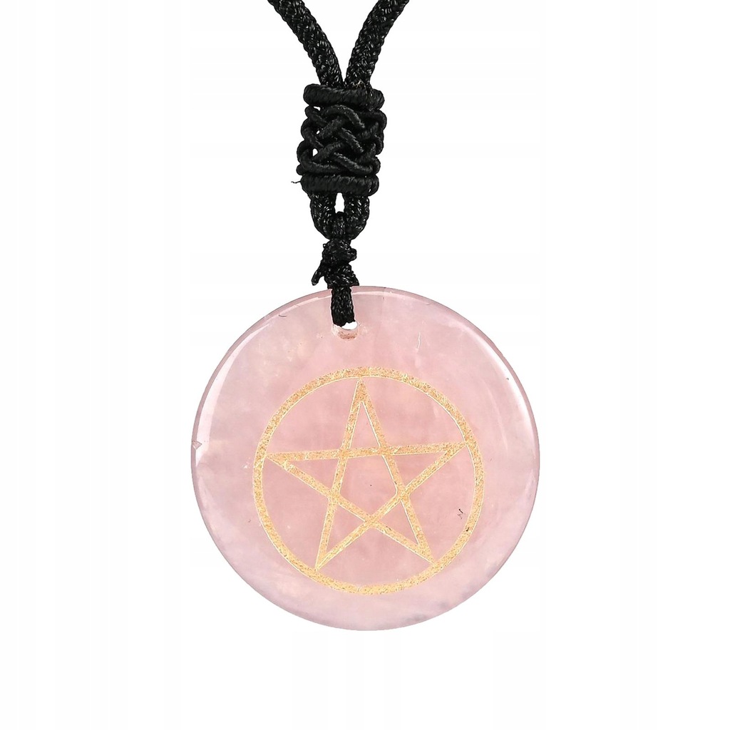 Stone Pendant Necklace Pentagram Charm Pink