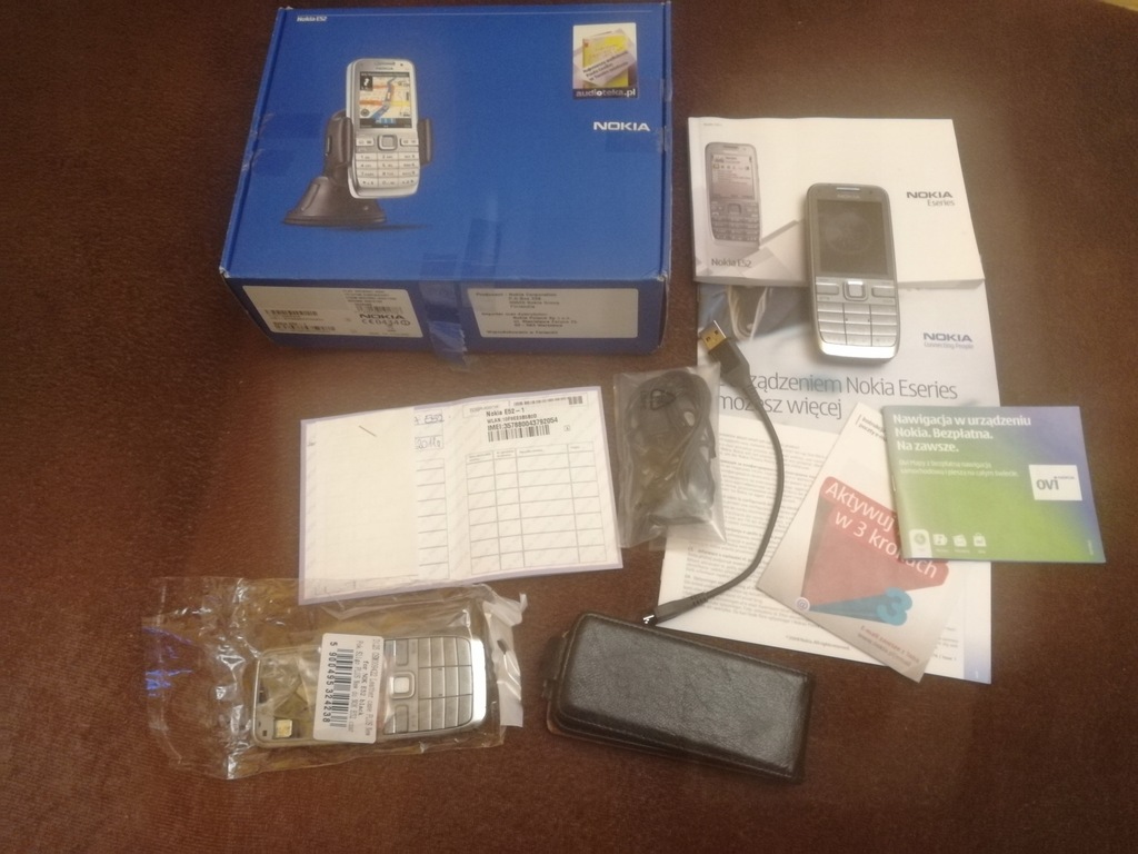Nokia E52 kabel usb słuchawki pudełko zgodne IMEI