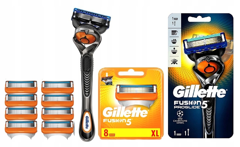 Gillette Fusion maszynka + ostrza wkłady 9 szt