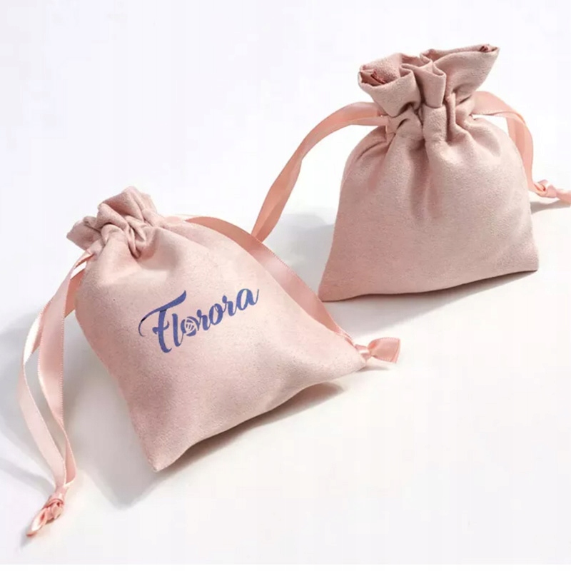 Pink Suede Gift Bags Watch Perfume Mascara