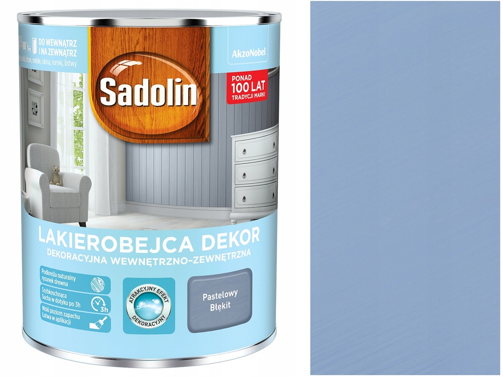 SADOLIN LAKIEROBEJCA DEKOR 1L PASTELOWY BŁĘKIT