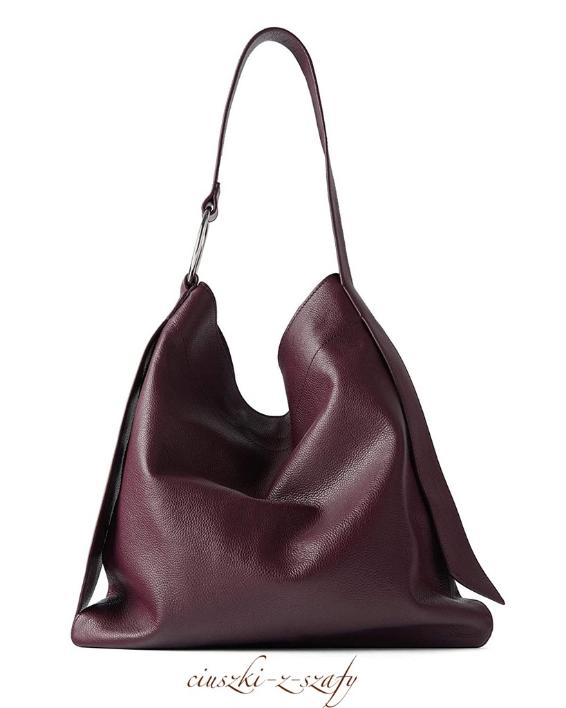 ZARA TOREBKA TORBA LUX SHOPPER BAG XL SKÓRA BORDO