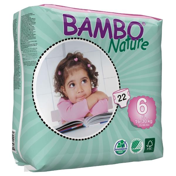 Bambo Nature pieluszki r.6 XL 16-30kg 22szt