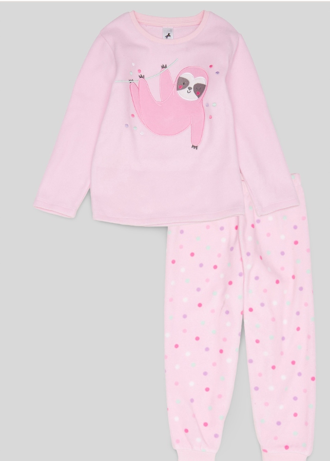 C&A ciepła piżama leniwiec różowa polar 140