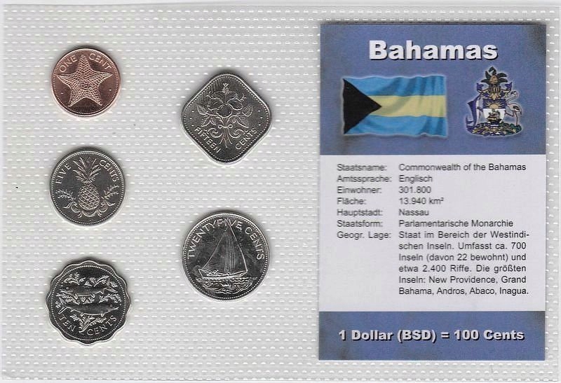 Bahamy, 1 - 25 Cents 1992 - 2004, Blister