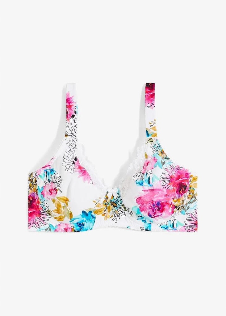 BIAŁY BIUSTONOSZ W KWIATKI NA FISZBINACH _XX 95G