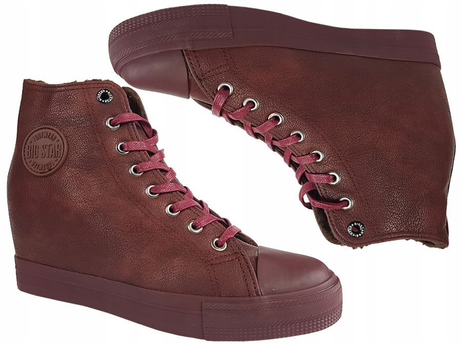 Sneakersy na koturnie BIG STAR BB274303 buty bordo