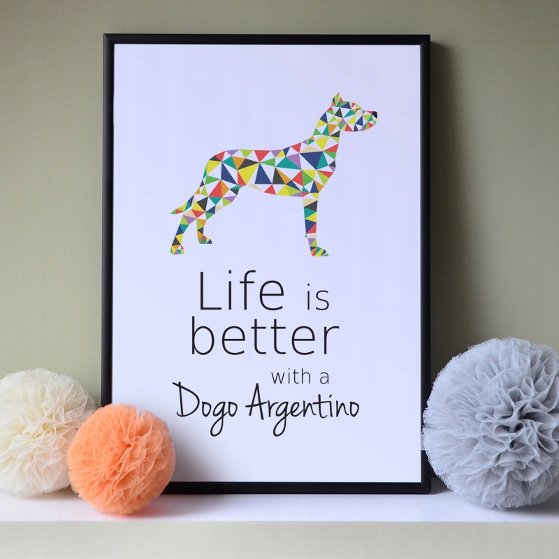 Plakat na ścianę Dog Argentyński Origami do salonu