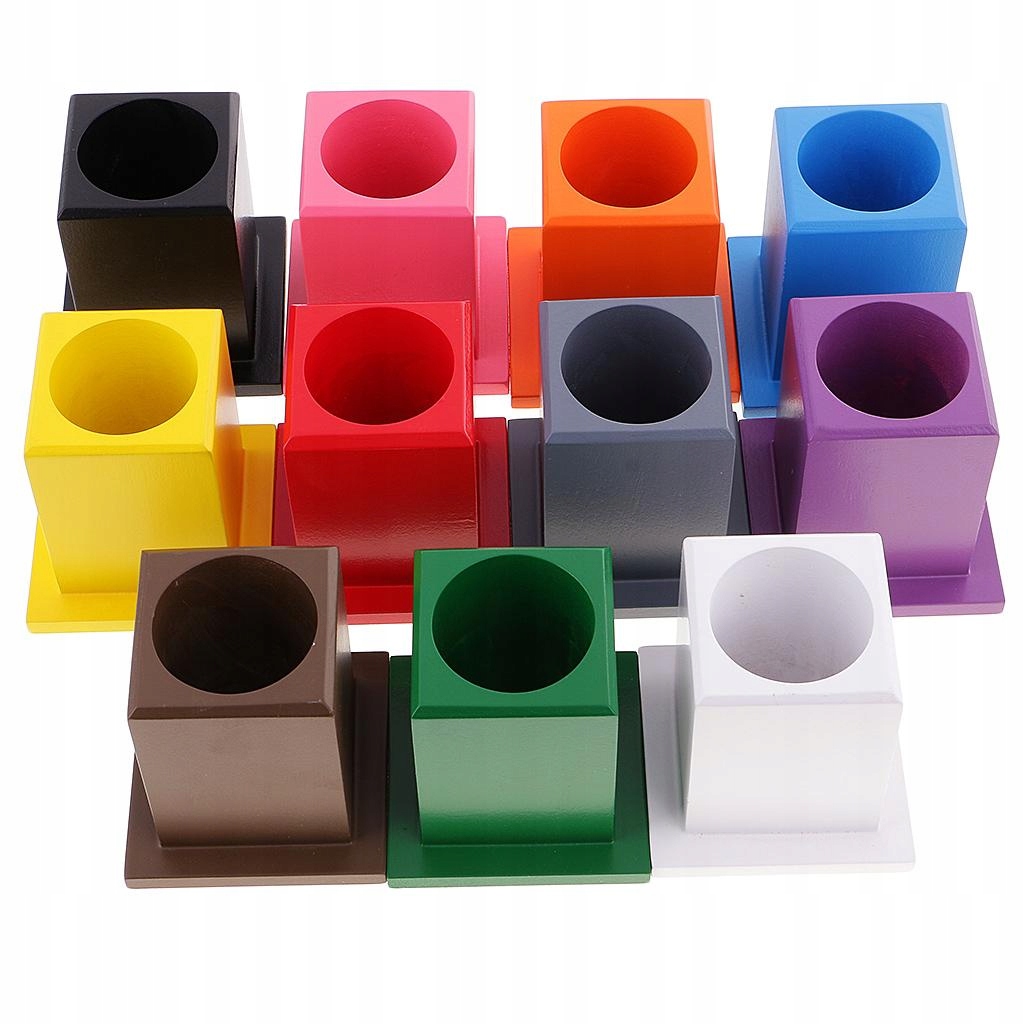 Bukowy zestaw 11 kolorowych zabawek dla małych