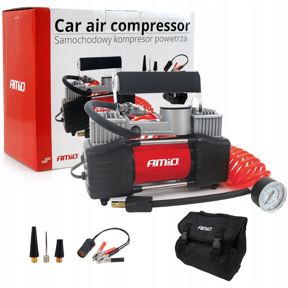 WYDAJNY KOMPRESOR SPRĘŻARKA AMiO 12V 60L/MIN 10BAR