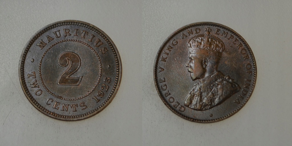 Mauritius 2 Cents 1923 rok od 1zł i BCM