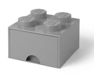 LEGO POJEMNIK Z SZUFLADĄ KLOCEK 4 SZARY 25 cm