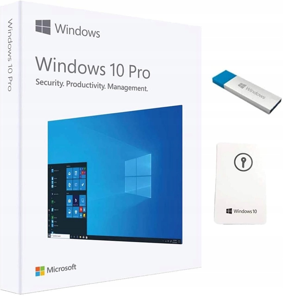 Windows 10 PRO 32/64bit PENDRIVE + KLUCZ BOX