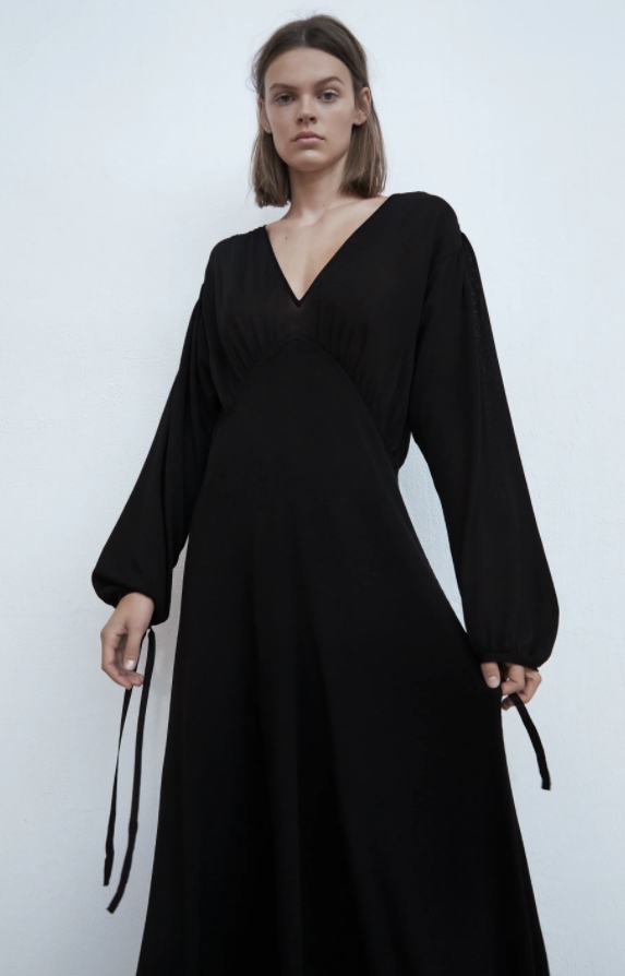 ZARA SUKIENKA MAXI Z MARSZCZENIEM CZARNA S 1HAB
