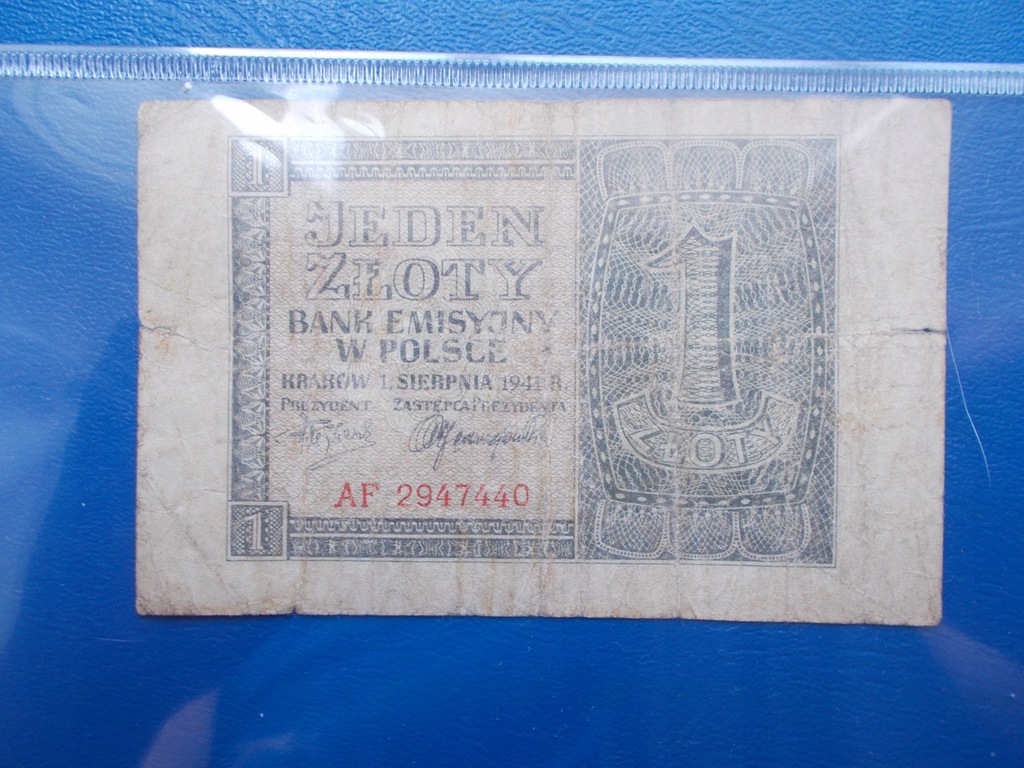 BANKNOT-1 ZŁOTY-1 SIERPNIA 1941-Ser.-AF