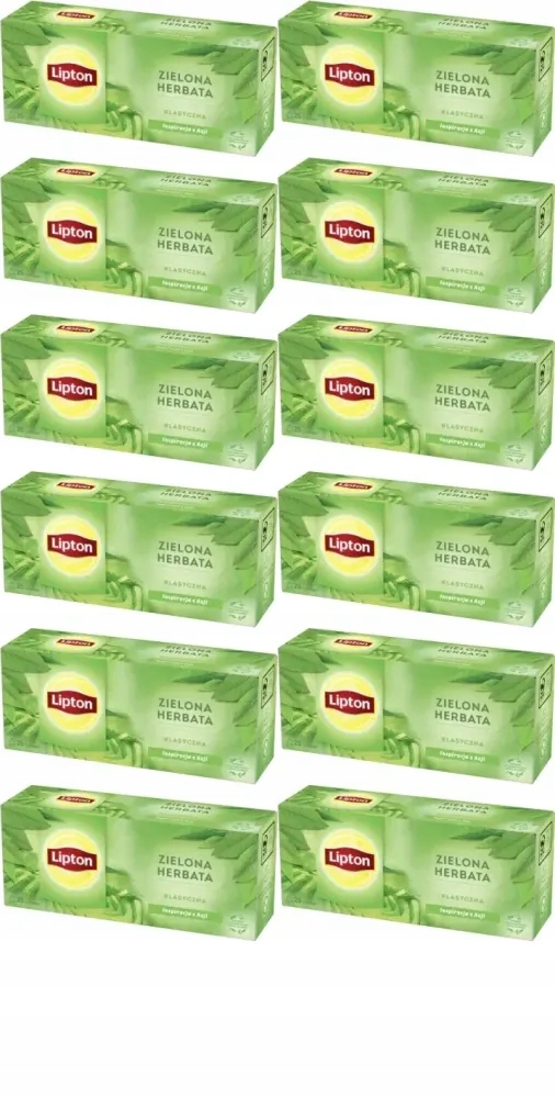 Herbata ZIELONA Klasyczna Lipton 25 torebek x12
